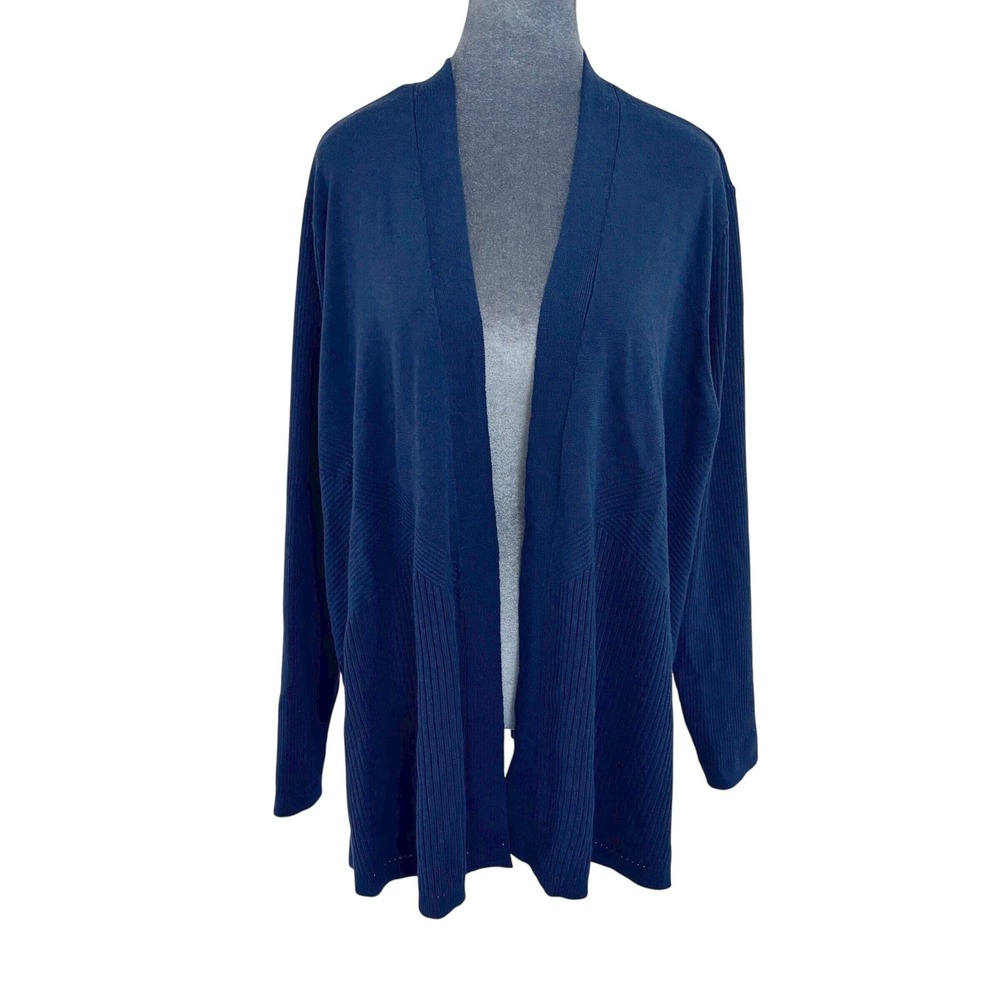 Verve Ami Baltic Sea Navy Blue Ribbed Open Front Cardigan Sweater 3X NWT